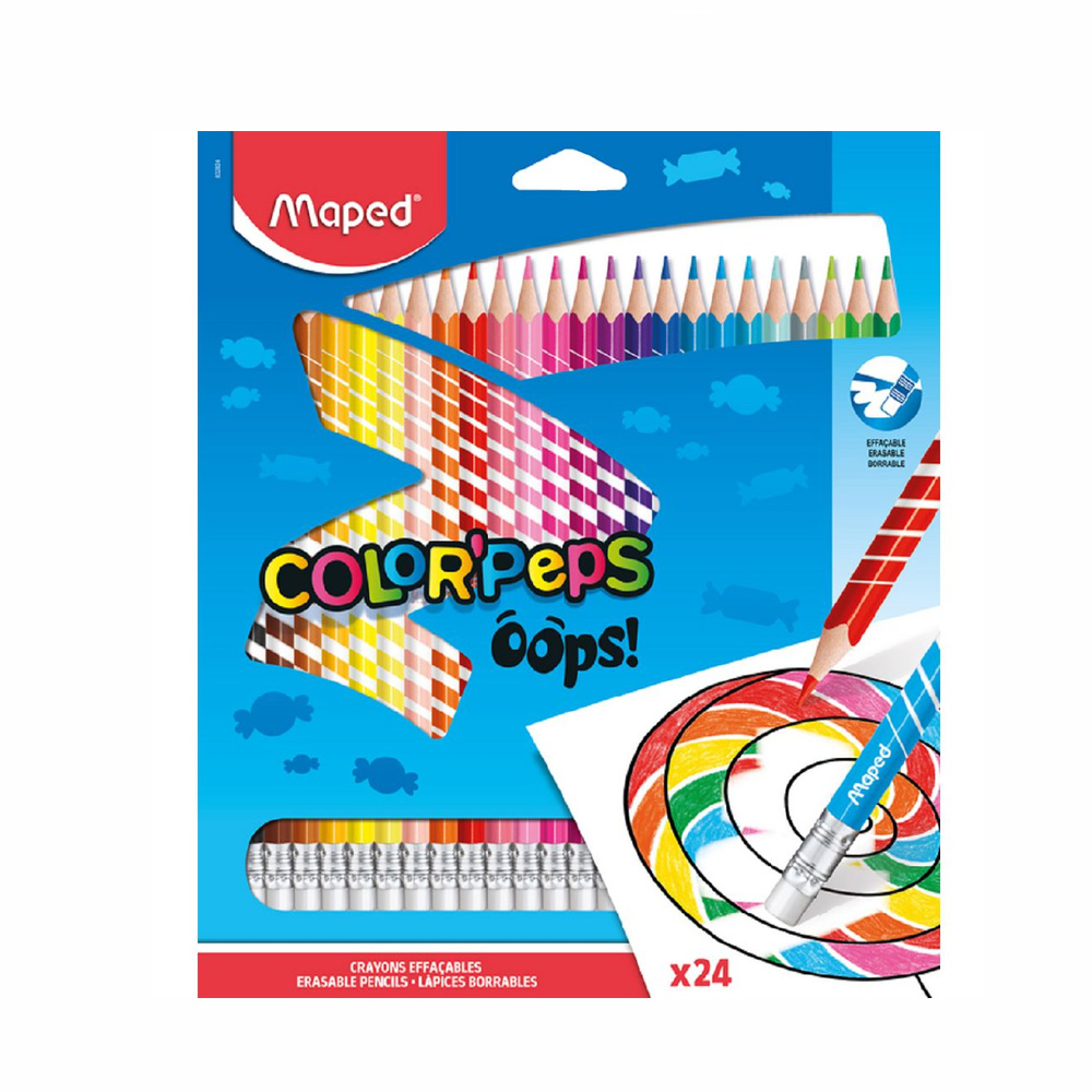 ფერადი ფანქარების ნაკრები საშლელით - MAPED - Pencils Set - Color Peps Oops, 24 colors pg-80472color მრავალფერიანი 