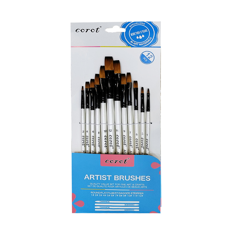 Corot - 0083 - Brushes Set - ფუნჯების ნაკრები 12 ცალიანი pg-80650color თეთრი 