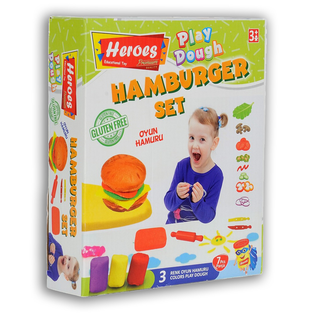 პლასტელინი - 3 ფერი - Heroes - Hamburger - Play Dough Set pg-80760color Multiple 