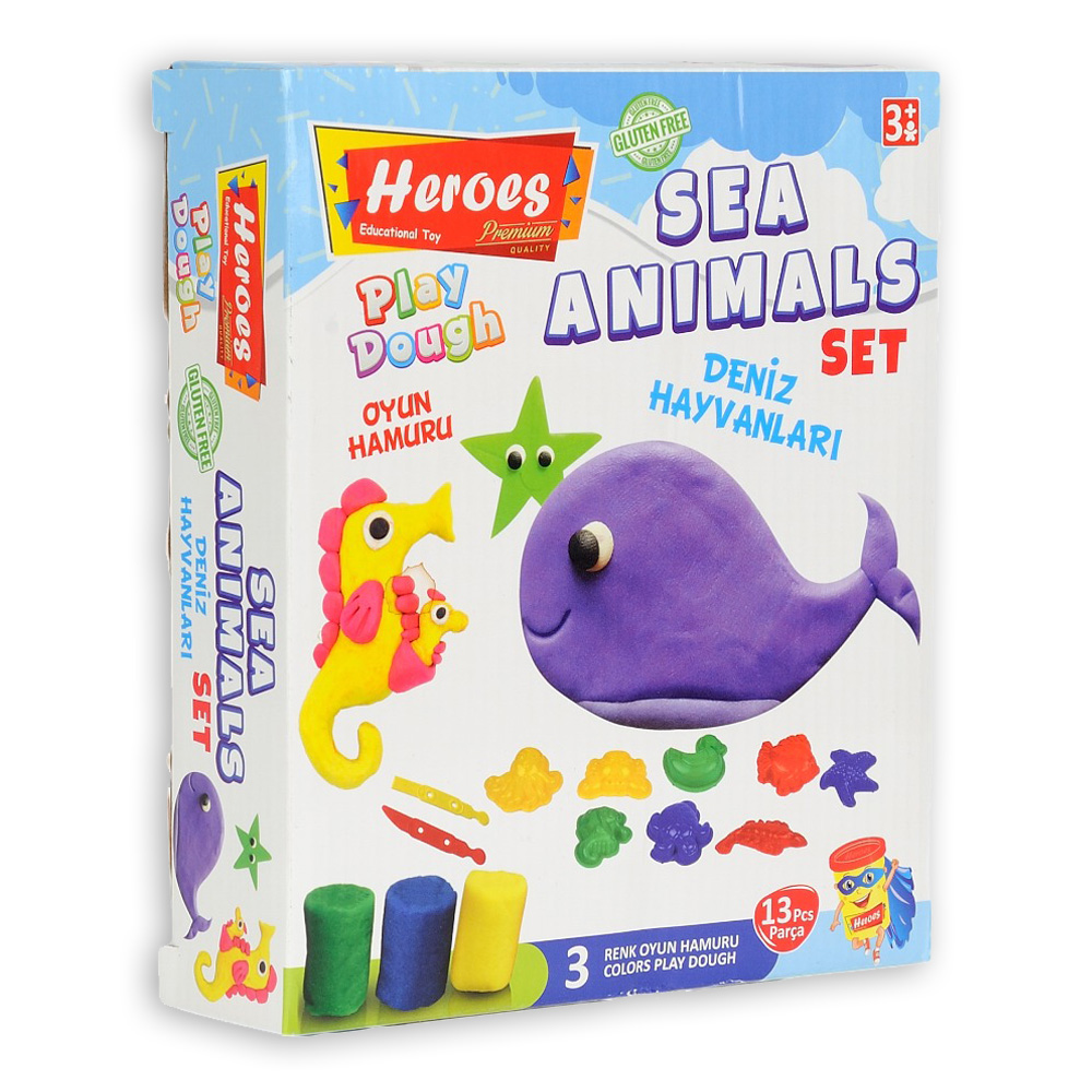 პლასტელინი - 3 ფერი - Heroes - Sea Animals - Play Dough Set pg-80762color Multiple 