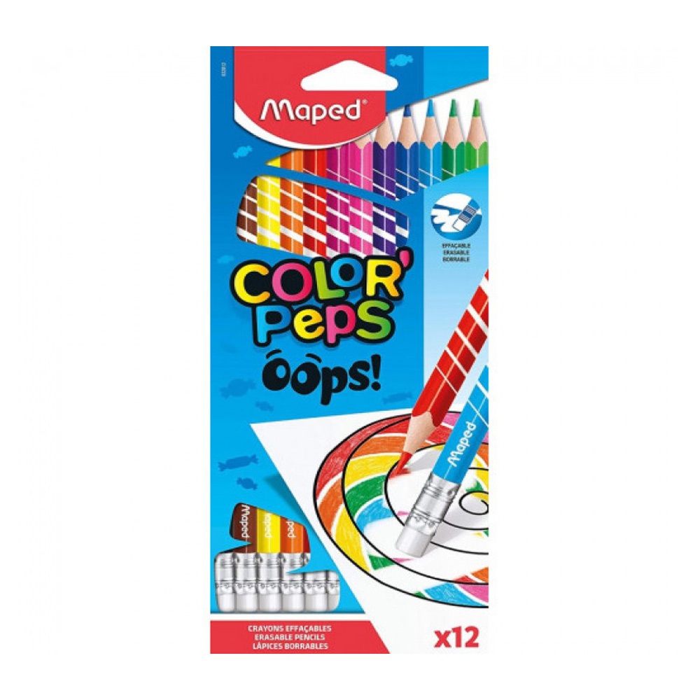 ფერადი ფანქარების ნაკრები საშლელით - MAPED - 832812 Color Peps Oops, 12ც pg-79902color Multiple 
