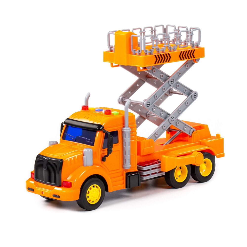 სათამაშო - სატვირთო მანქანა, Profi მაკრატელა ამწე - Polesie - Profi scissor lift truck pg-81398color Orange 