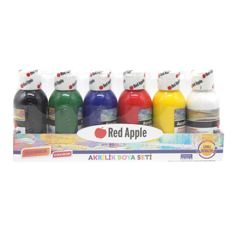 აკრილის საღებავების ნაკრები - RED APPLE - Acrilyc - RA-100-6 - 100ml - 6 color pg-81668color მრავალფერიანი 