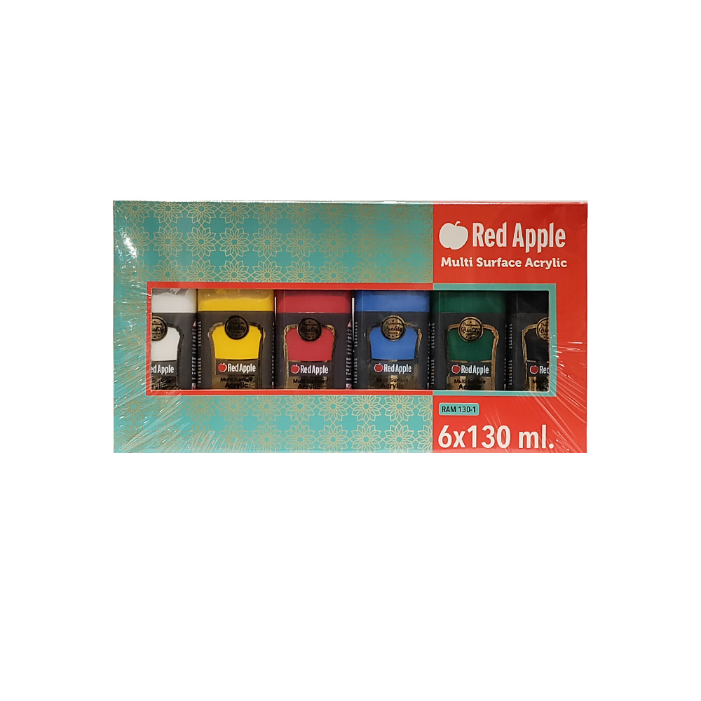 აკრილის საღებავი - Red Apple - Multi Surface - Acrylic Set - 6X130ml pg-81735color მრავალფერიანი 