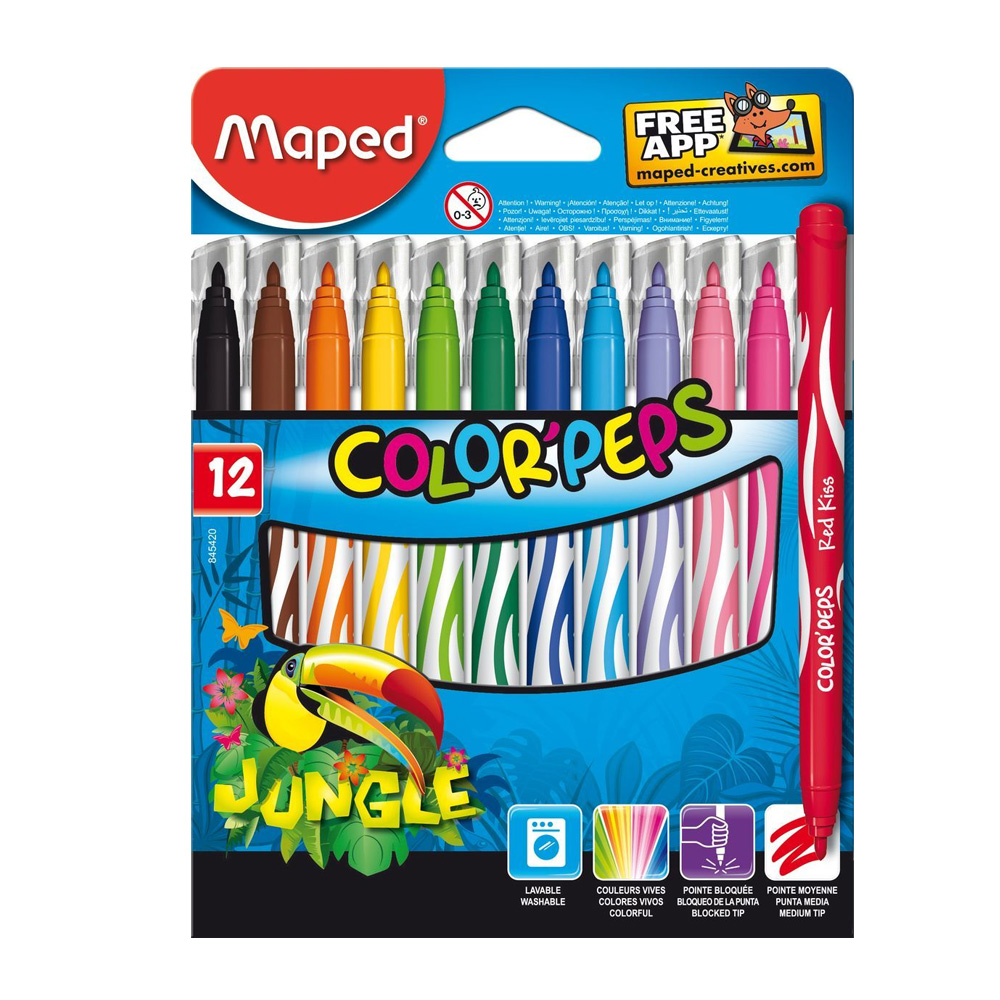 ფლომასტერების ნაკრები - Maped - 845420 - Color Peps Jungle - 12 colors pg-81868color მრავალფერიანი 