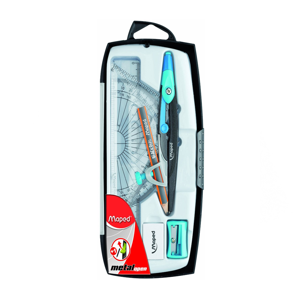 ნაკრები ხაზვისთვის ფარგალი + სახაზავები, Maped - 536918 - METAL OPEN pg-05999 