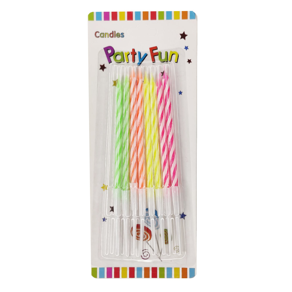 ტორტის სანთლები - Cake Spiral Candles - Neon Color - 8pcs - SJ-06-2 pg-82429 