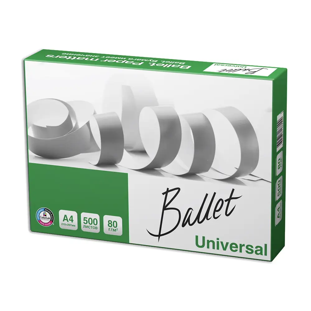 საოფისე ქაღალდი - Ballet Universal A4 - 80 გრ. - 500 ფ. pg-05680color თეთრი 