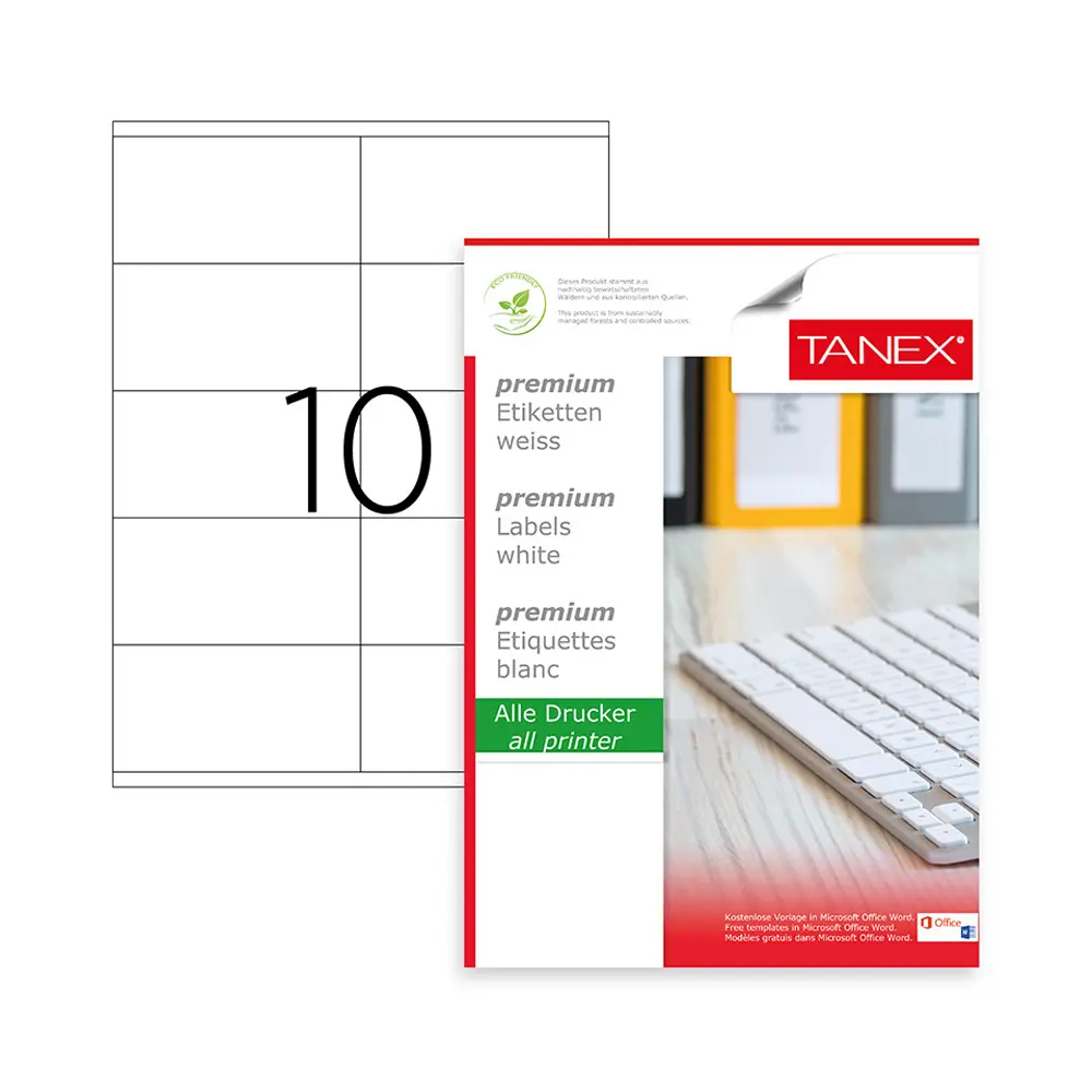 Tanex - TW-2610 - ლეიბლი 10 დანაყოფით - 105X57mm pg-83364 