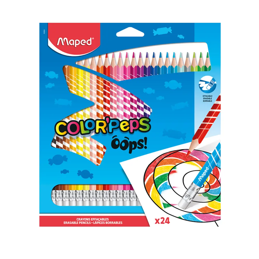 Maped - 832824 - Erasable ColorPeps Oops Pencils x24 - საშლელიანი ფერადი ფანქრების ნაკრები mp-832824 pg-83504 