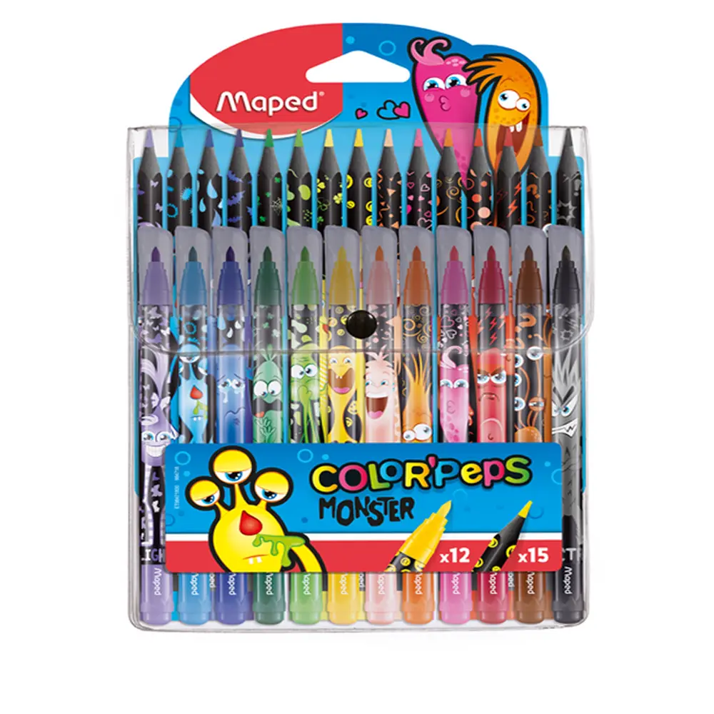 Maped - 984718 - Felt Pens x12 + Pencils x15 Monster - ფლომასტერების და ფანქრების ნაკრები mp-984718 pg-83511 