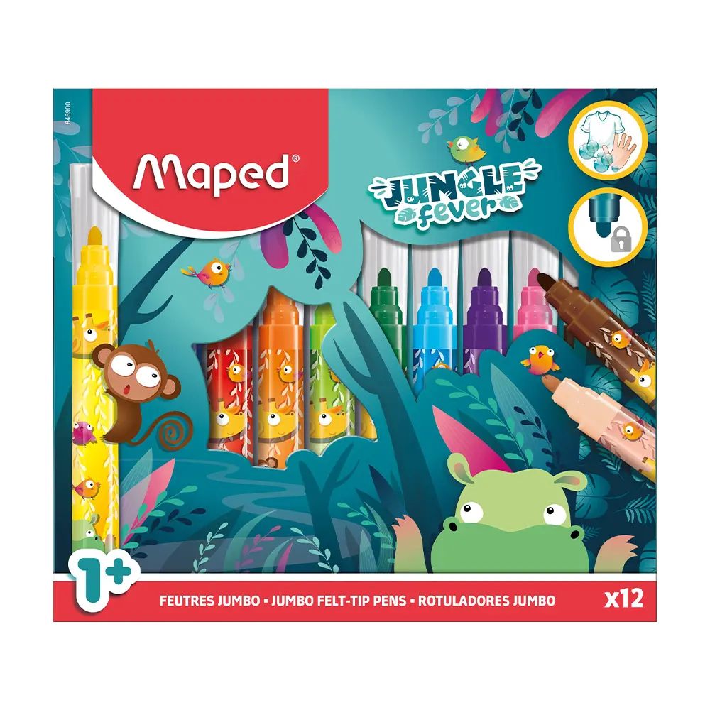 Maped - mp-846900 - Jungle Fever Jumbo Felt-Pens X12 - ფლომასტერი pg-83827color მრავალფერიანი 