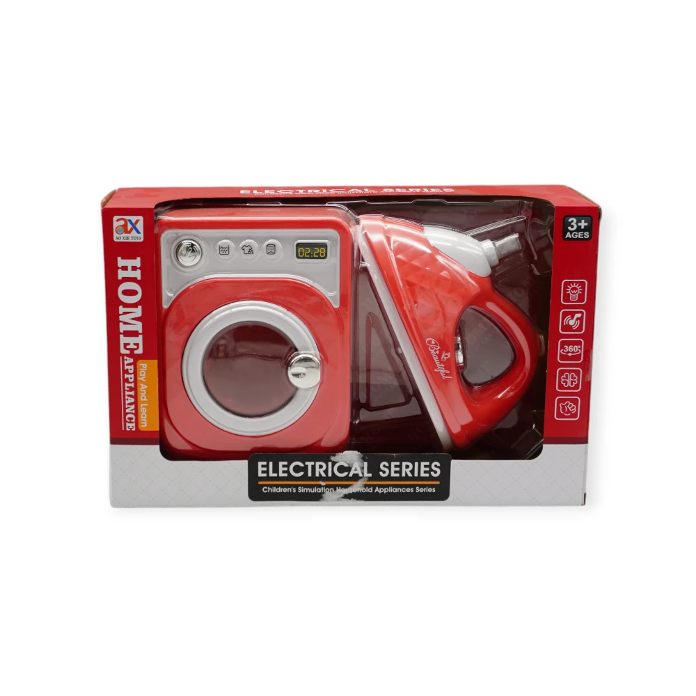 Home Technics - 6867A - Iron with Washer Machine - სათამაშო უთო, პლასტმასის pg-84710color წითელი 