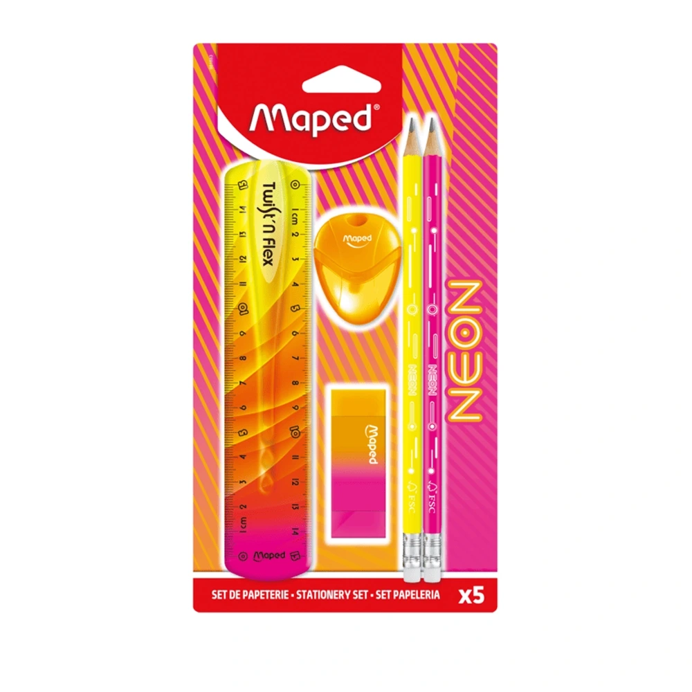 Maped - 981883 - KIDS STATIONERY SET NEON 5 PCS - საკანცელარიო ნაკრები pg-85148 