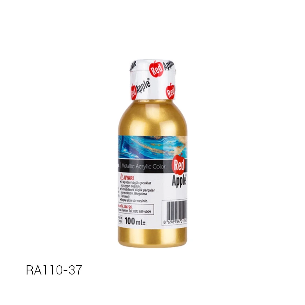 RED APPLE - RA110-37 - Acrylic Paint -  Metallic Gold - 100 ml - აკრილის  საღებავი - ოქროსფერი pg-85178color ოქროსფერი 