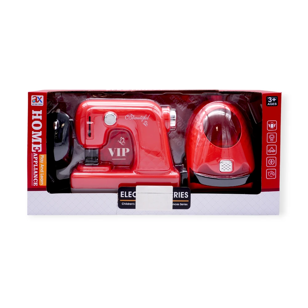 Ao Xie Toys - 6968A - Sewing Machine + Vacuum Cleaner - სათამაშო საკერავი მანქანა + მტვერსასრუტი pg-85257color წითელი 