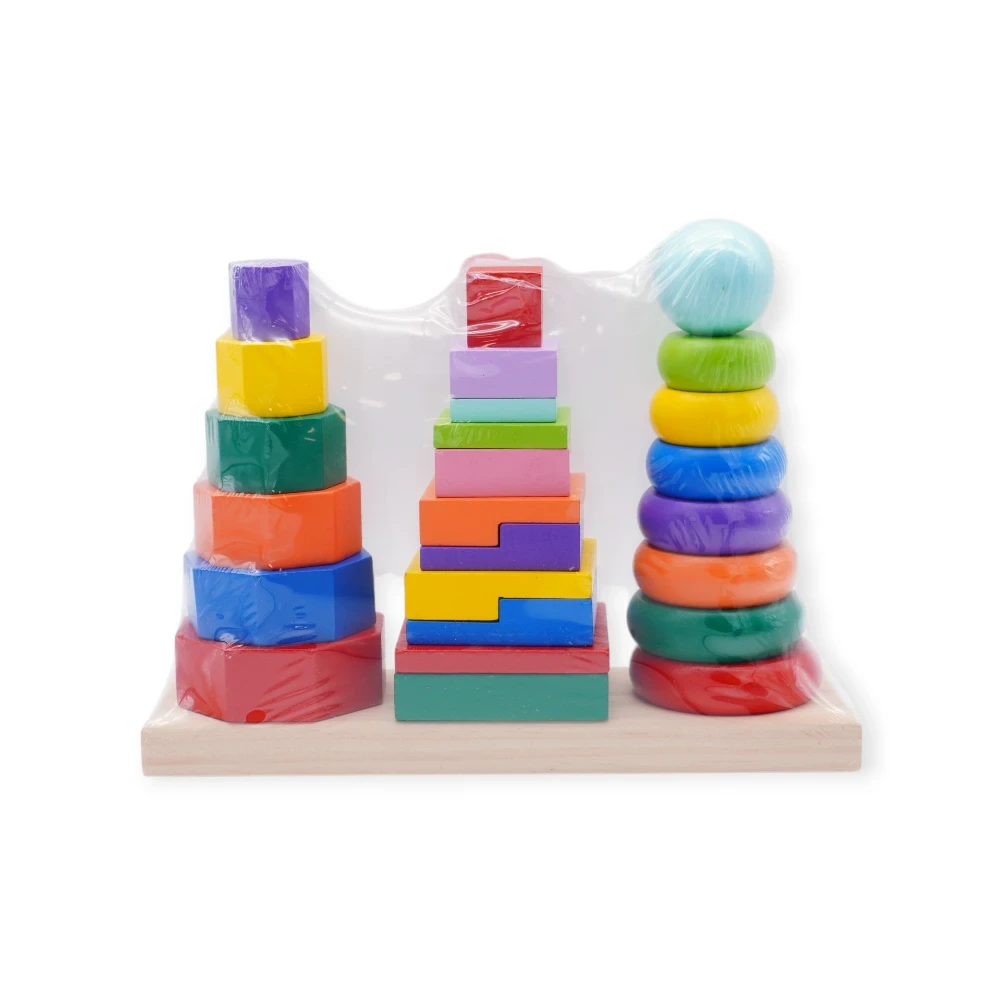 Wooden Toy Set - D9143-8 - ასაწყობი ხის ფიგურები 28ც pg-85575 
