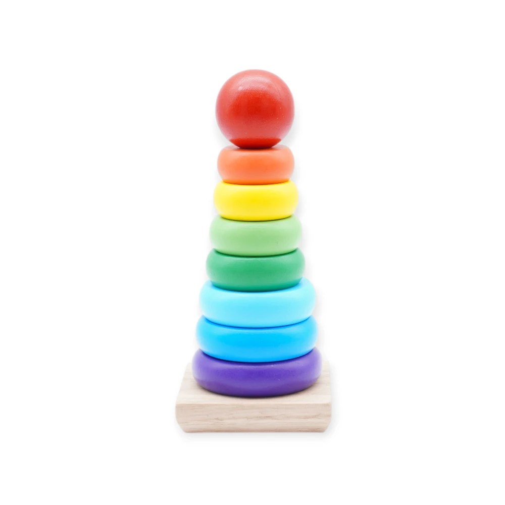 Wooden Toy - D9143-10 - Rainbow Tower - ასაწყობი ხის ფერადი კოშკი pg-85576 
