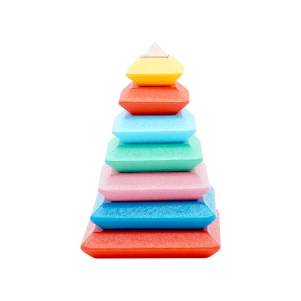 Wooden Toy - D9143-10 - Rainbow Tower - ასაწყობი ხის ფერადი კოშკი pg-85577 