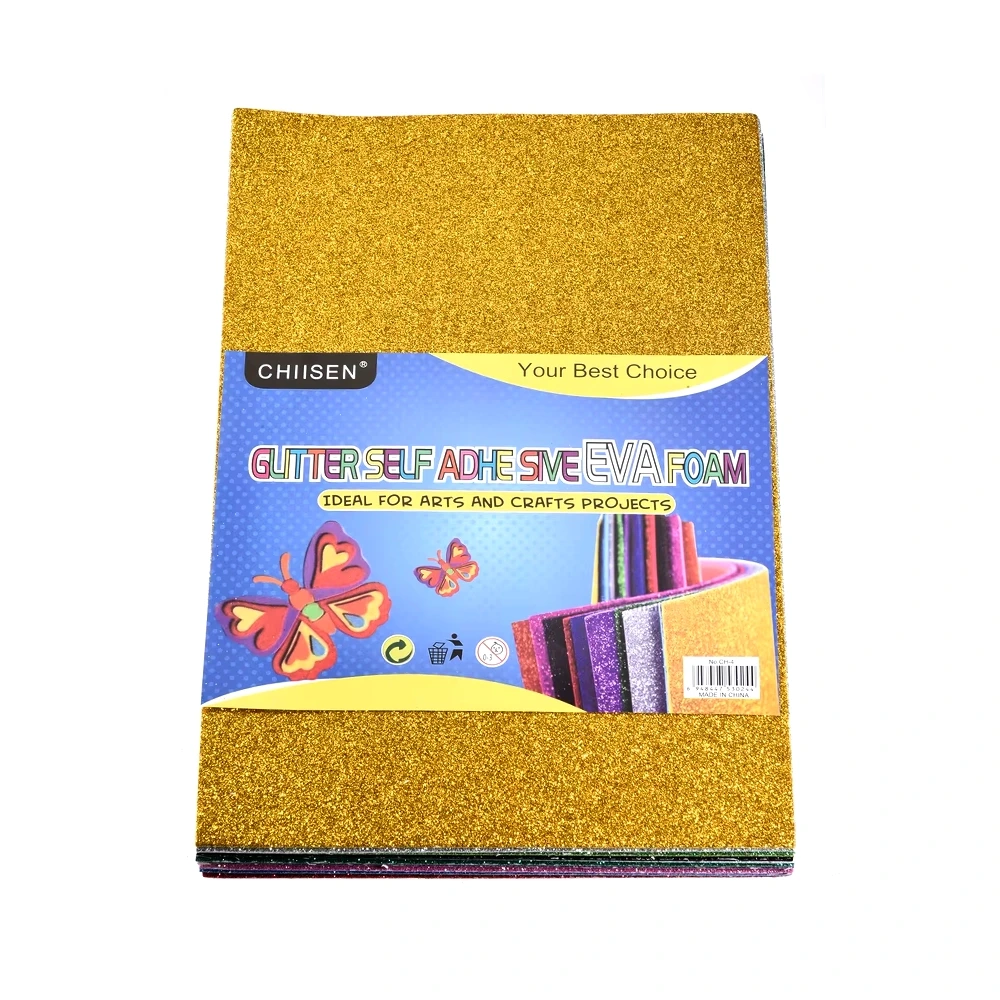 Chiisen - Eva Foam Glitter Paper - A4 - ევა წებოვანი დეკორატიული ქაღალდი შერეული ფერებით pg-85640 