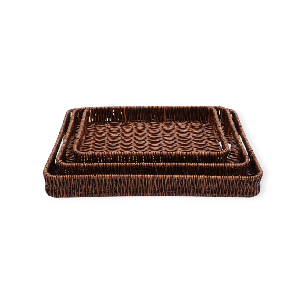 Wicker tray - 9304-24 - მოწნული ლანგარი - მართკუთხედი ფორმის - 3 ცალი pg-85678color ყავისფერი 