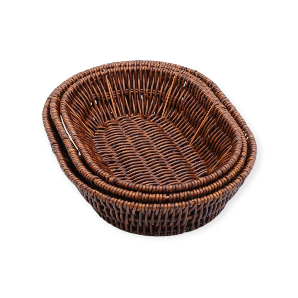 Wicker Tray - 9304-28 - მოწნული კალათი - PVC - 3 ცალი pg-85682color ყავისფერი 