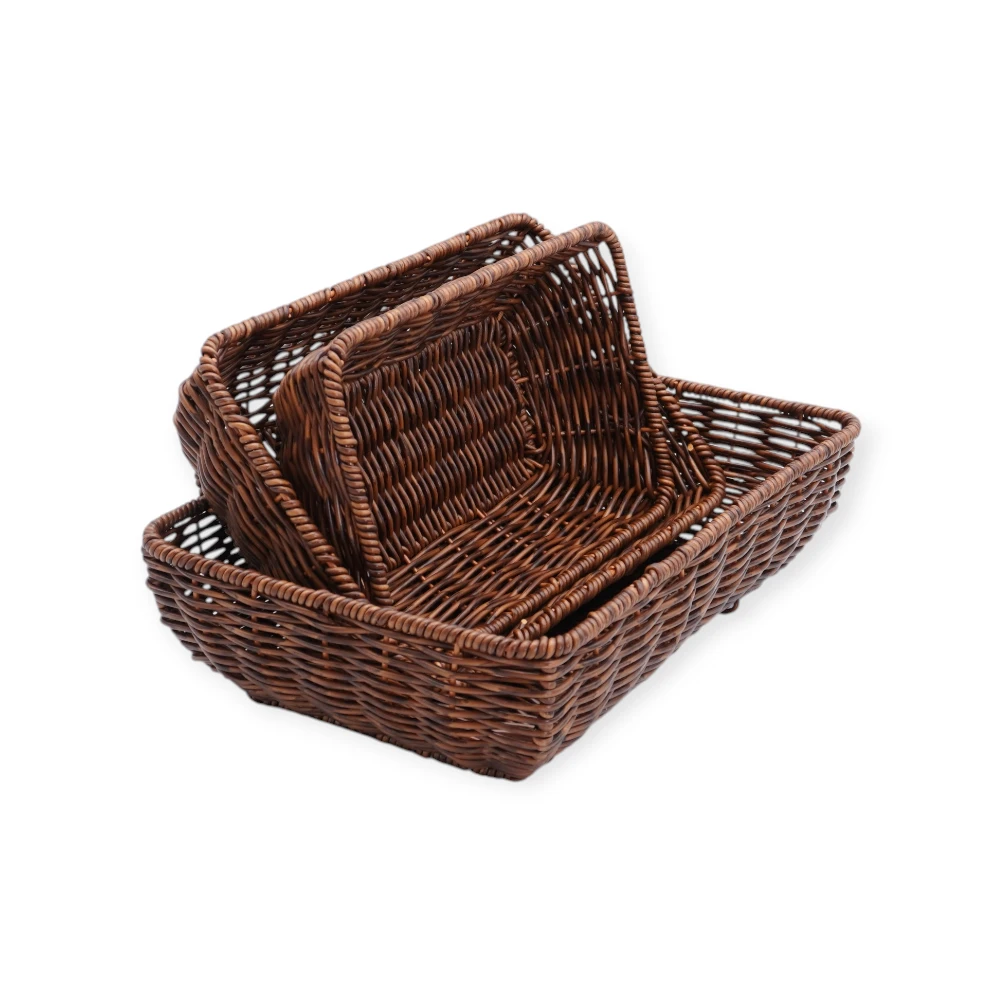 Wicker Tray - 9304-29 - მოწნული კალათი - PVC მასალით - 3 ცალი pg-85683color ყავისფერი 