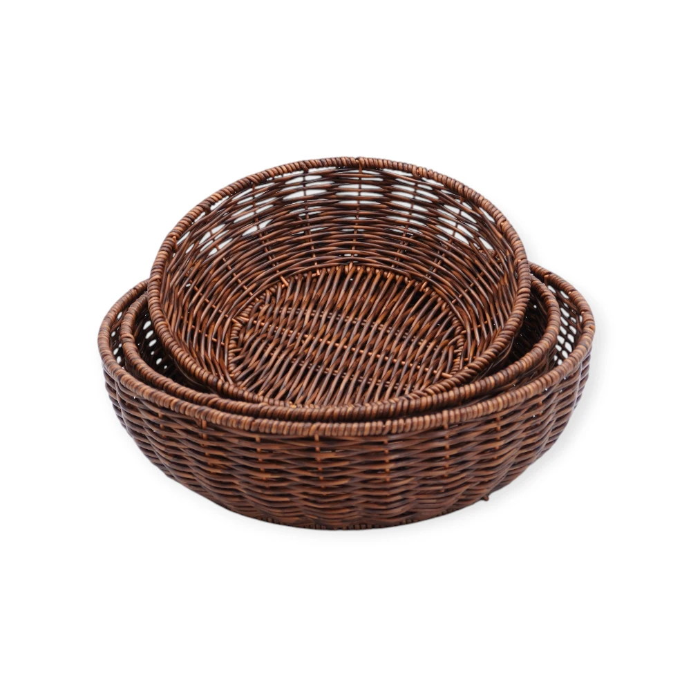 Wicker Tray - 9304-30 - მოწნული კალათი - PVC მასალით - (23*6.5/26*7.5/ 29*9) pg-85684color ყავისფერი 