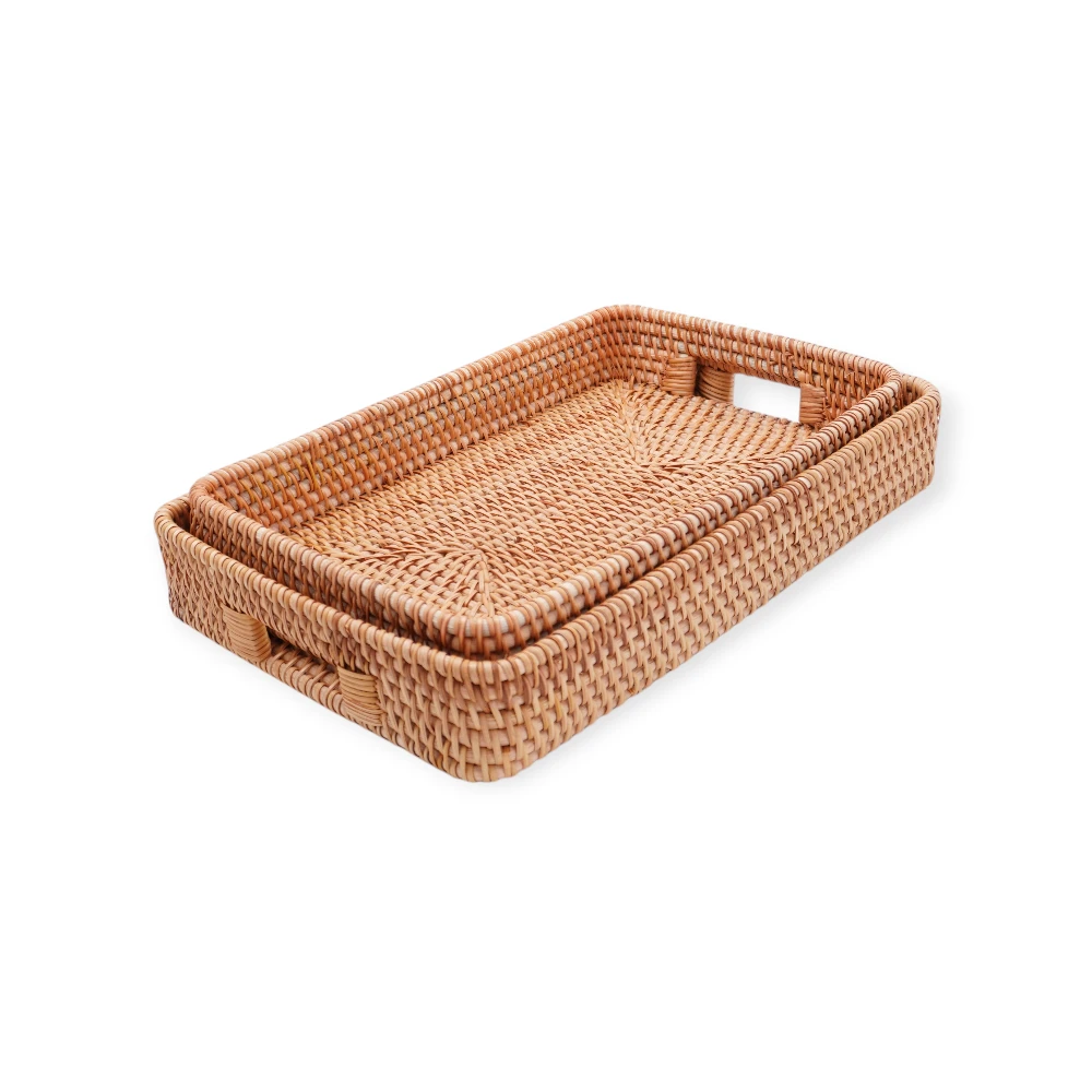 Wooden Wicker tray - 9304-16 - მოწნული ლანგარი მართკუთხედი ფორმის - 3 ცალი pg-85719color ბეჟი 