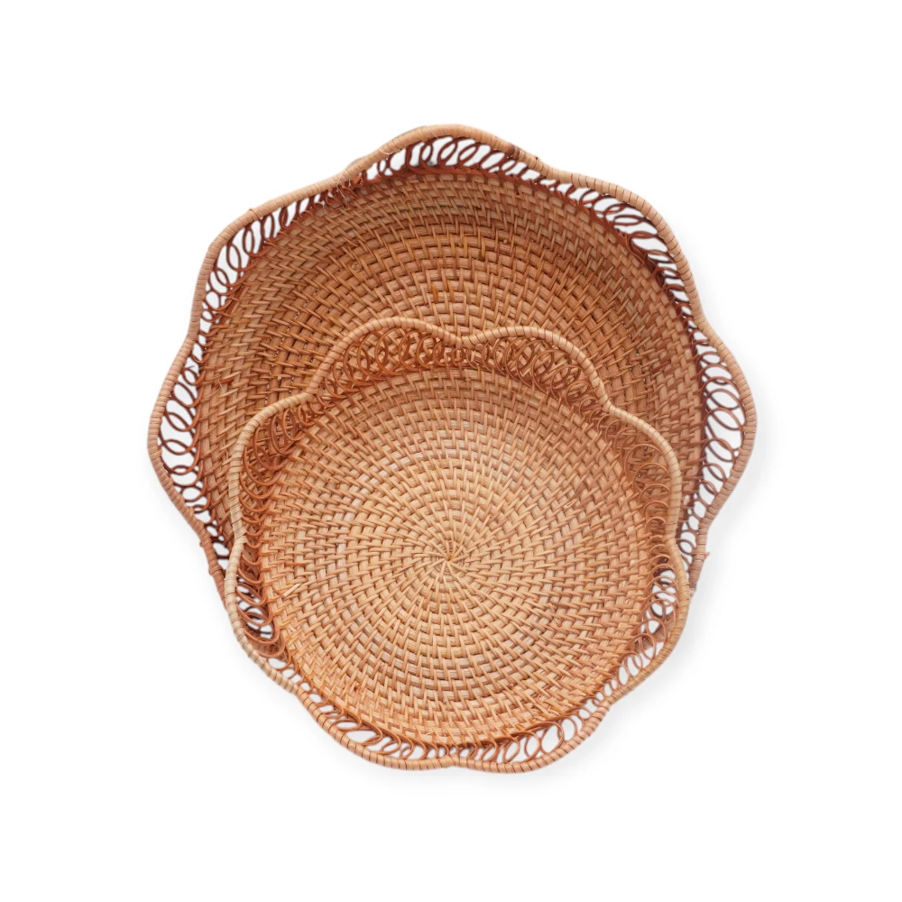Rattan Basket - 9304-17 -Fruit Basket for Kitchen - მოწნული ლანგარი - 22.5x4.5/5.530x5/8 pg-85834 