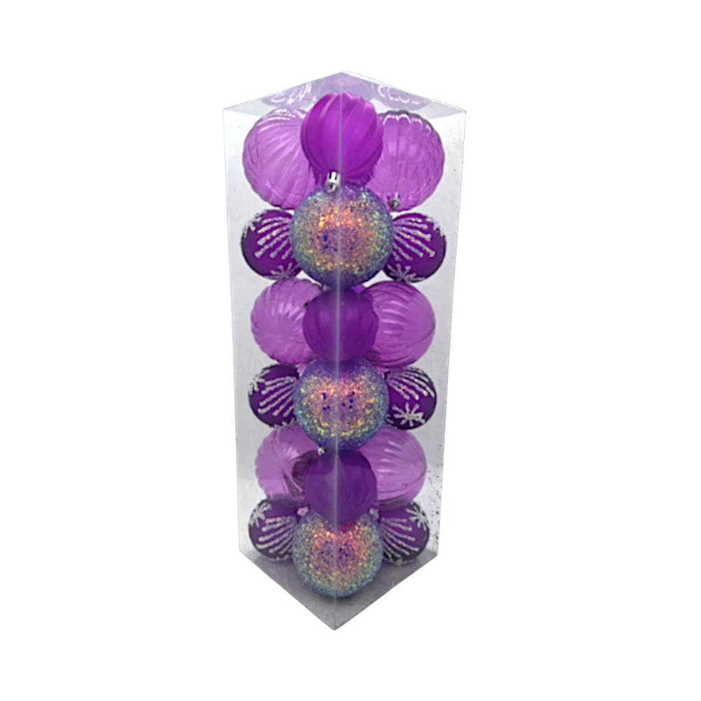 Christmas Tree Decoration - XOX-LR1008ABC - ნაძვისხის სათამაშო ბურთები pg-86005color იისფერი 