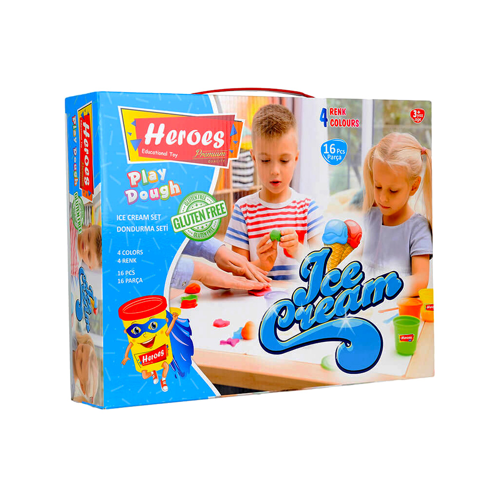 პლასტელინის ნაკრები - 4 ფერი - Heroes - Ice Cream Maker - Play Dough pg-79817color Multiple 