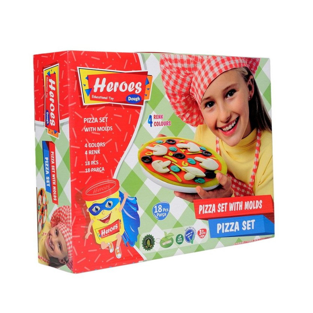 პლასტელინის ნაკრები - 4 ფერი - Heroes - Pizza - Play Dough Set pg-79819color Multiple 