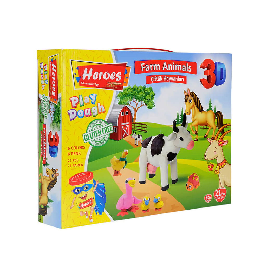 პლასტელინის ნაკრები - 6 ფერი - Heroes - Farm Animals - Play Dough Set pg-79824color Multiple 