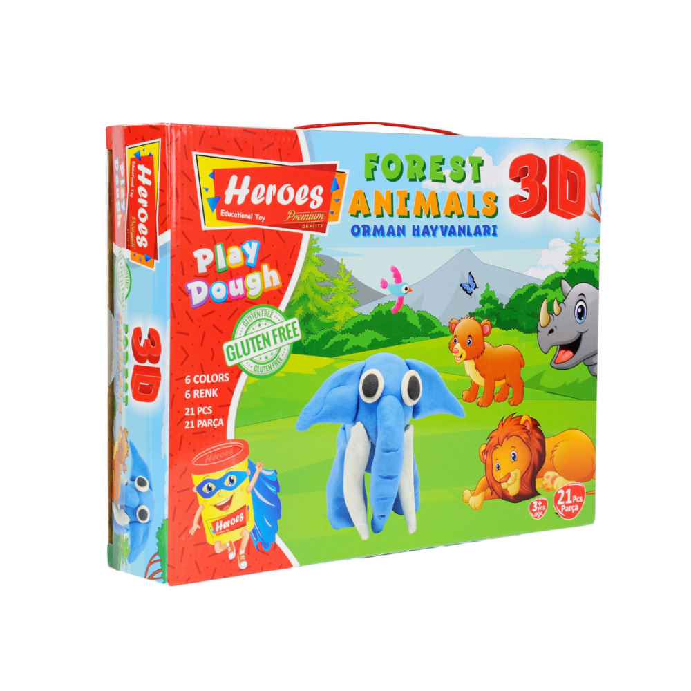 პლასტელინის ნაკრები - 6 ფერი - Heroes ERN-571 - Animals  - Play Dough Set pg-79825  color Multiple 