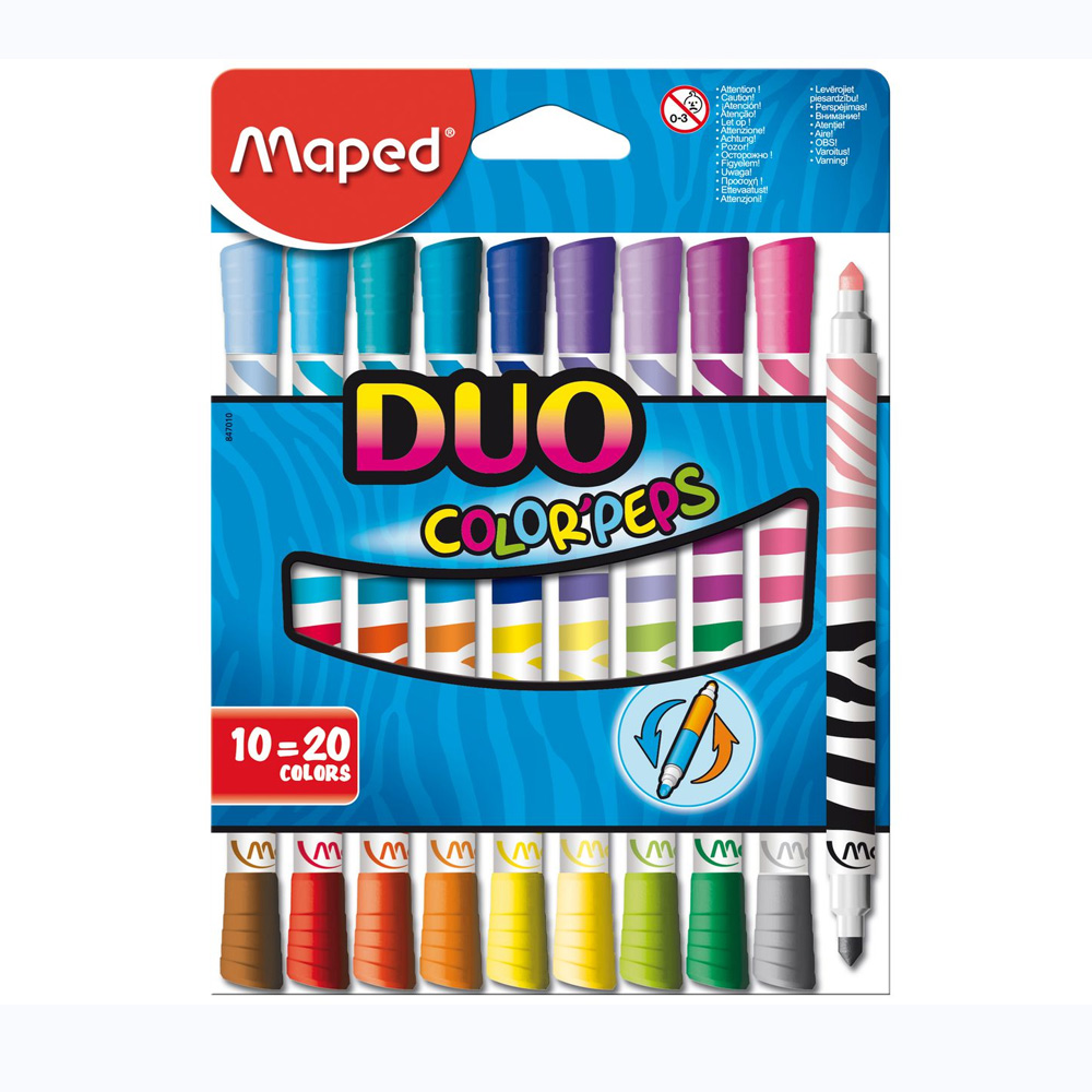 ფლომასტერების ნაკრები Maped 847010 - Color Peps Duo Colors - 10 ცალი = 20 ფერი pg-79956 