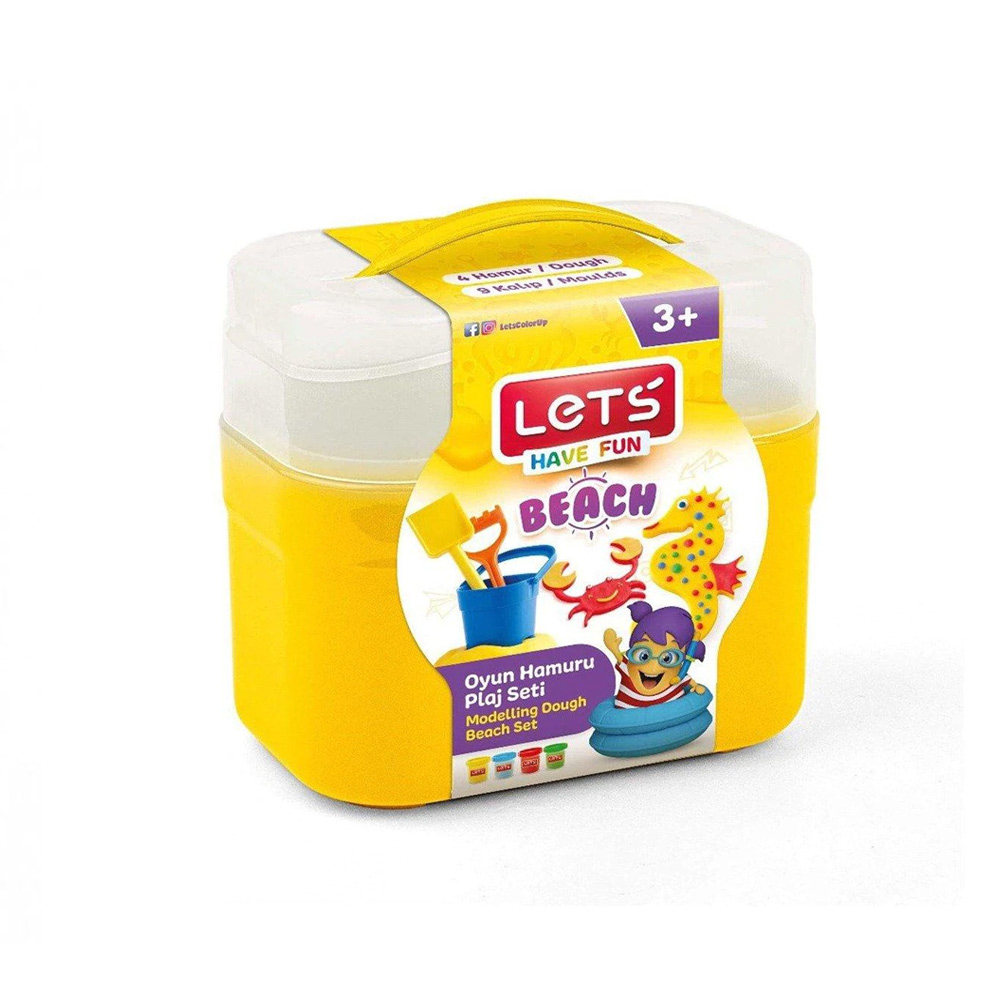 LETS L-8499 - Play Dough - Beach - პლასტელინის ნაკრები 4 ფერი pg-79979color ყვითელი 