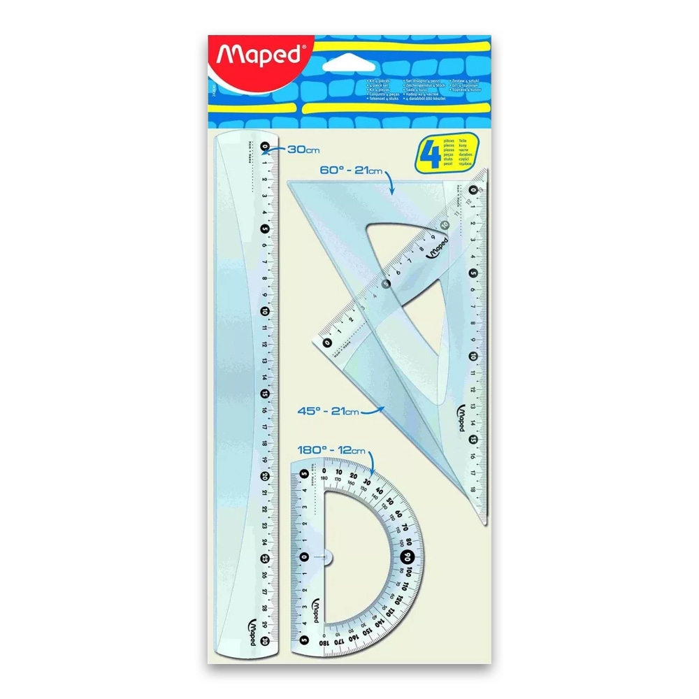 გეომეტრიული სახაზავების ნაკრები, Maped - 242830 pg-03632color გამჭივალე 